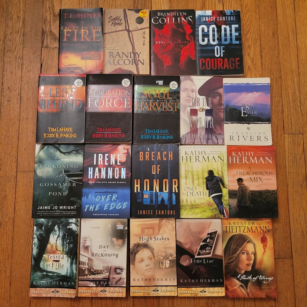 19 Christian Fiction Books Kathy Herman Left Behind Rivers Suspense Mystery Gift